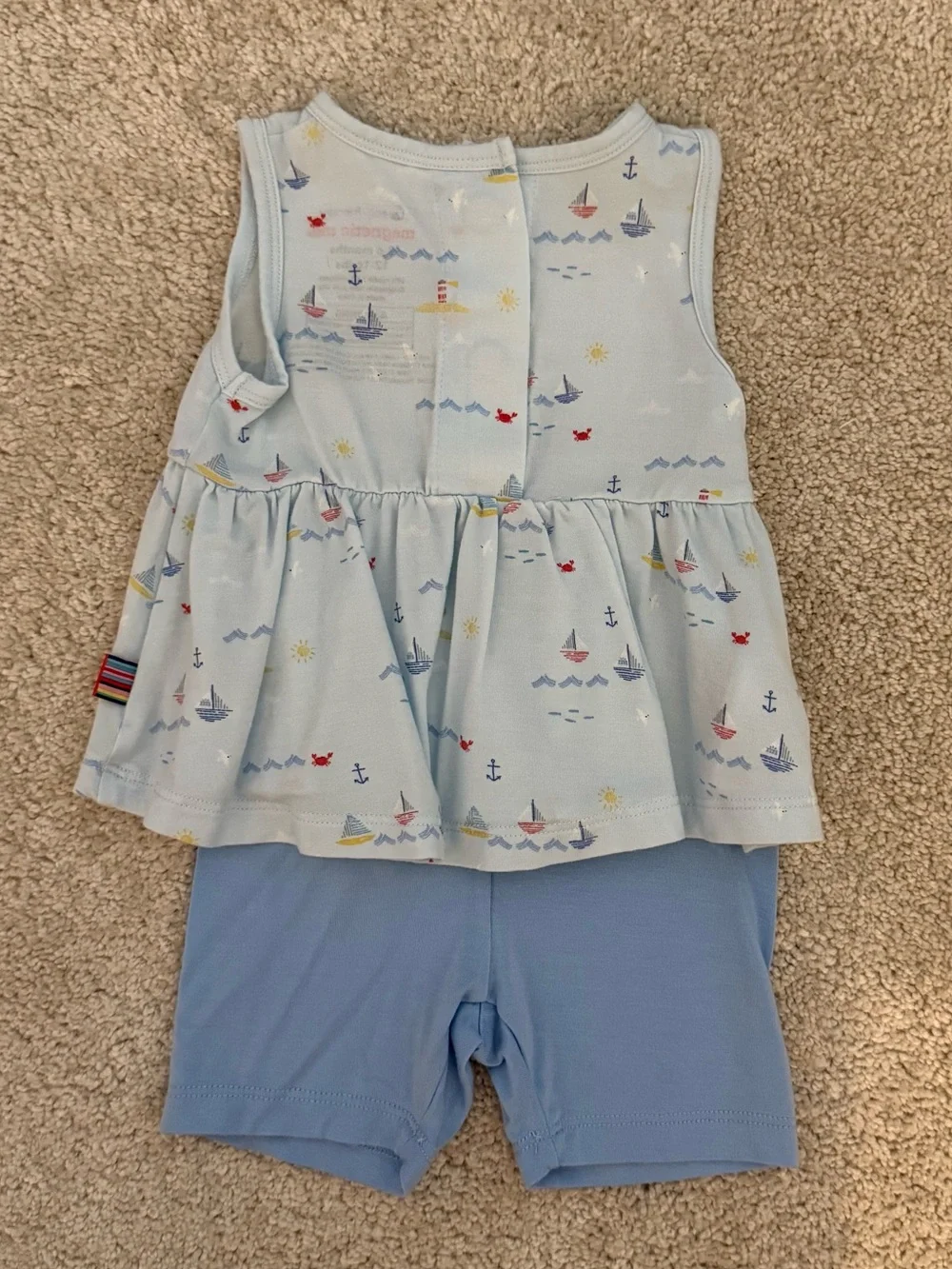 NWOT Magnetic Me Light Blue Sailboat Tank & Bike Shorts Set